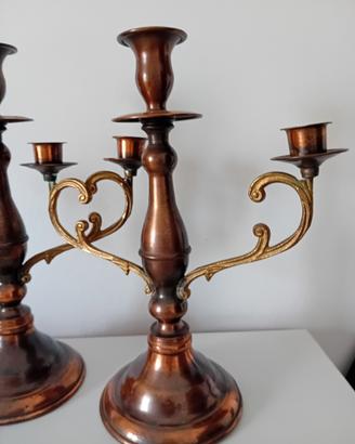 coppia candelabro vin in rame a tre fiamme