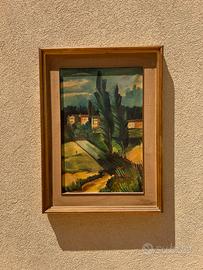 Quadro dipinto olio su tela paesaggio toscano