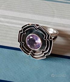Anello Etnico Argento 925 & Ametista Misura 17