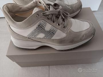 Scarpe sneakers bianche con glitter marca HOGAN