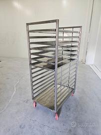 10 carrelli portateglie in acciaio inox con teglie