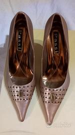 scarpe décolleté bronzo con tacco tg 38