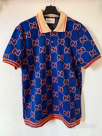 Polo Gucci Monogram GG Blu/Arancione M