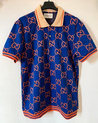 Polo Gucci Monogram GG Blu/Arancione M