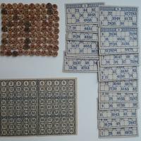 Tombola antica anni '50 con numeri in legno