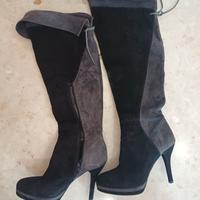 Stivali alti donna nero e grigio