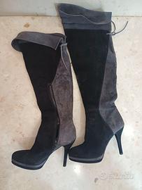 Stivali alti donna nero e grigio