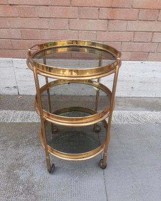 CARRELLO BAR ANNI 50/60 IN OTTONE CON 3 RIPIANI
