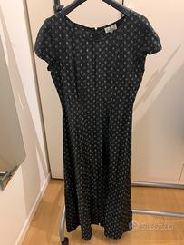 Vestito lungo sera nero a fiori in seta