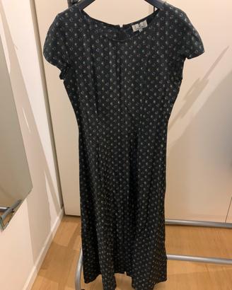 Vestito lungo sera nero a fiori in seta
