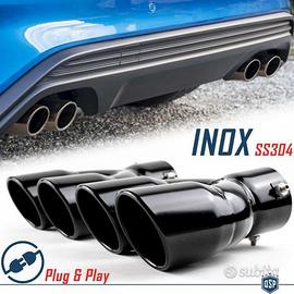 2 TERMINALI di Scarico Doppi per Auto ACCIAIO Nero