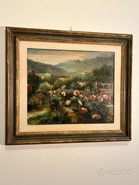 Quadro Marisa Masetti, Fiori e campagna Toscana