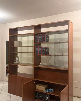 LIBRERIA CON VETRINE SCORREVOLI IN VETRO