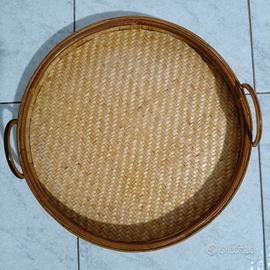 Elegante Vassoio da Portata in Bambù e Vimini 