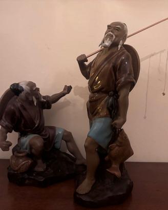 Coppia statuine Mud Men cinesi anni 50/70 +Omaggio