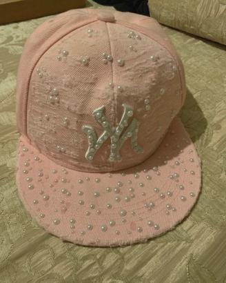 cappello rosa new york yankees con perline