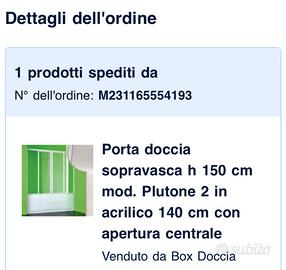 Box porta doccia sopravasca 150 cm