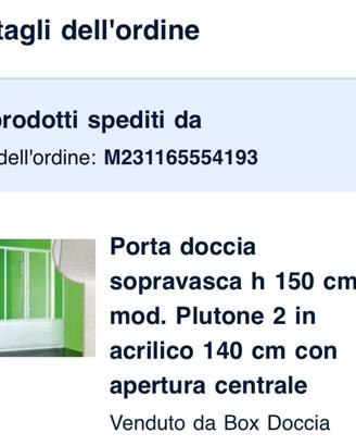 Box porta doccia sopravasca 150 cm