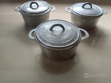 3 salsiere a pentolino in acciaio