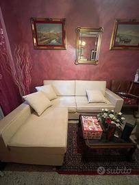 Divano angolare similpelle color panna