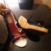 Sandalo jeans con zeppa in sughero numero 40