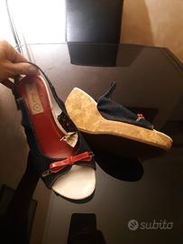 Sandalo jeans con zeppa in sughero numero 40