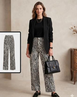 Pantalone donna taglia S con stampa zebrata