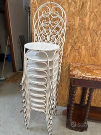 Lotto 10 sedie in metallo bianco