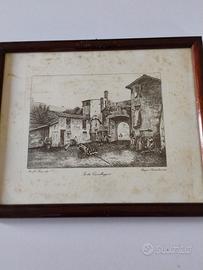 Stampa antica Porta Cavalleggeri Roma in cornice d
