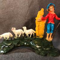 diorama presepiale con ponte pastore e tre pecore