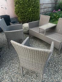 Salottino da giardino in polyrattan