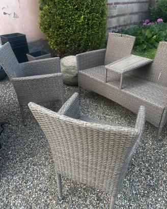 Salottino da giardino in polyrattan