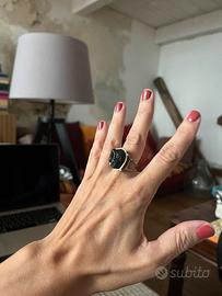 Anello argento con meteorite