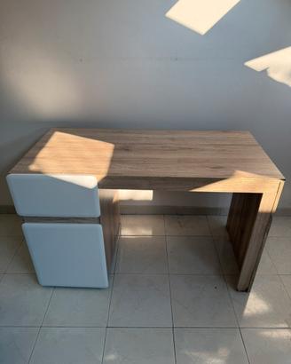 Scrivania JYSK con cassetti legno e bianco lucido