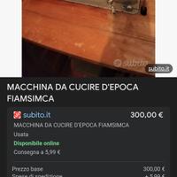 antica macchina da cucire a pedale  Fiamsimca 