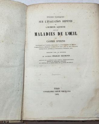 Libro Antico 1862 Maladies De L'Oeil Par Sperino