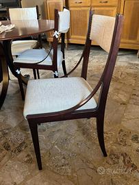 lotto di sei sedie Art Decò in legno e stoffa