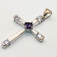 Ciondolo crocefisso argento tanzanite pietre CZ