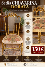 Titolo: Sedia Chiavari dorata vintage con seduta f