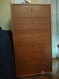 cassettiera in  legno 7 ampi cassetti 