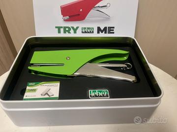 Cucitrice a pinza verde fluo + scatola metallo