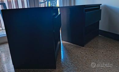 Set Camera: Coppia Comodini Neri + Scarpiera