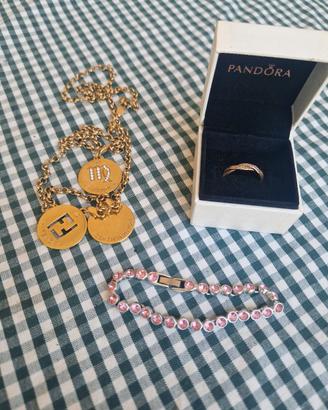 anello Pandora bracciale Swarovski collana Fendi
