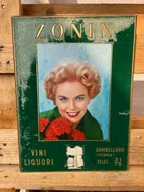 Cartello Pubblicitario Vintage ZONIN Vini 1961