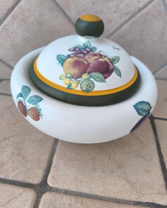 Biscottiera in ceramica decorata frutta coperchio