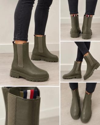 Tommy Hilfiger – Stivaletti Chelsea verde oliva