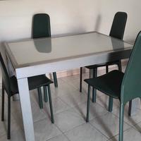 Tavolo e sedie soggiorno in vera Pelle