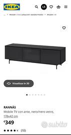 Mobile tv ikea nero con ante in vetro