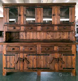 Credenza cristalliera 4 ante rustica