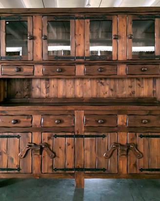 Credenza cristalliera 4 ante rustica